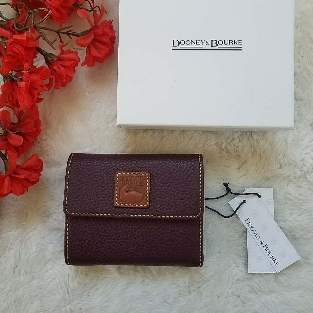 Dooney & Bourke Pebble Small Flap Wallet in Bordeaux Purple